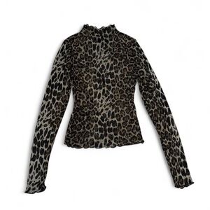 Vintage mesh cheetah printed long sleeve top